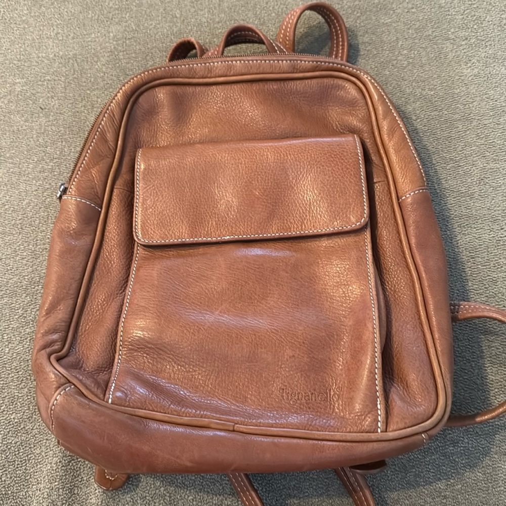 Tignanello Brown Leather Mini Backpack Bag (TD)